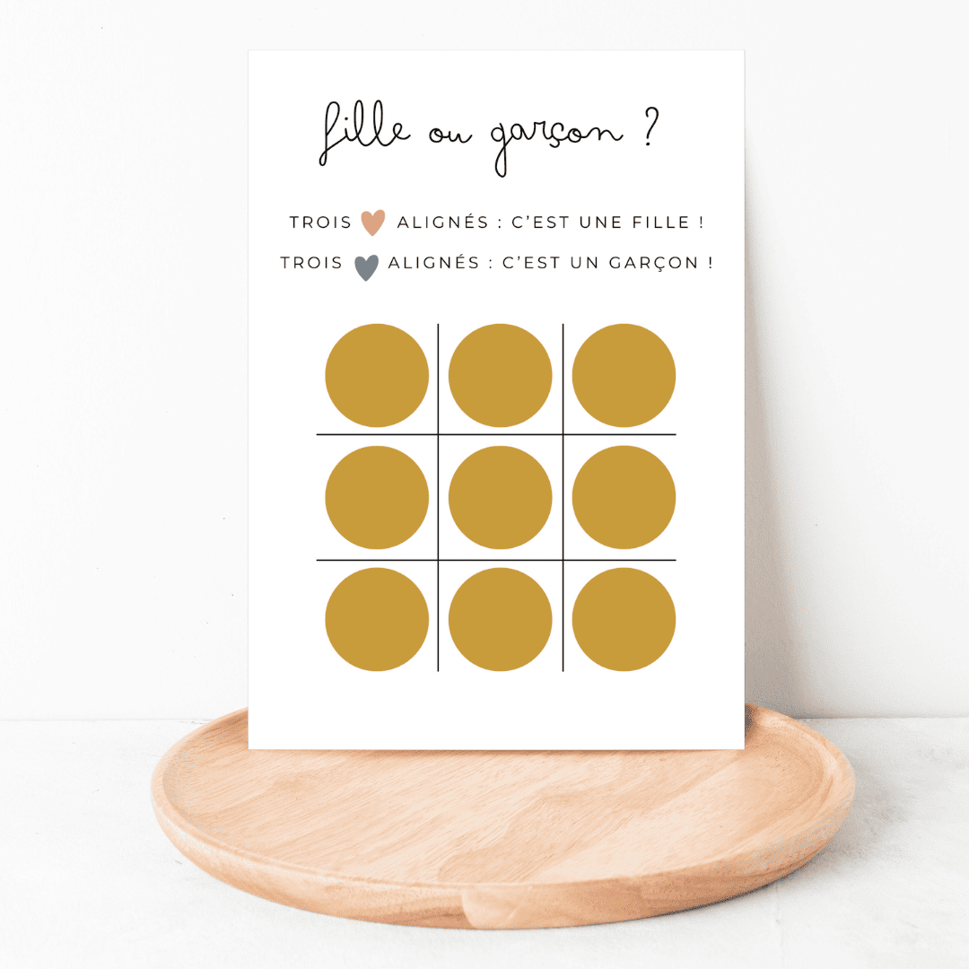 Carte à gratter fille ou garçon - Jeu du morpion