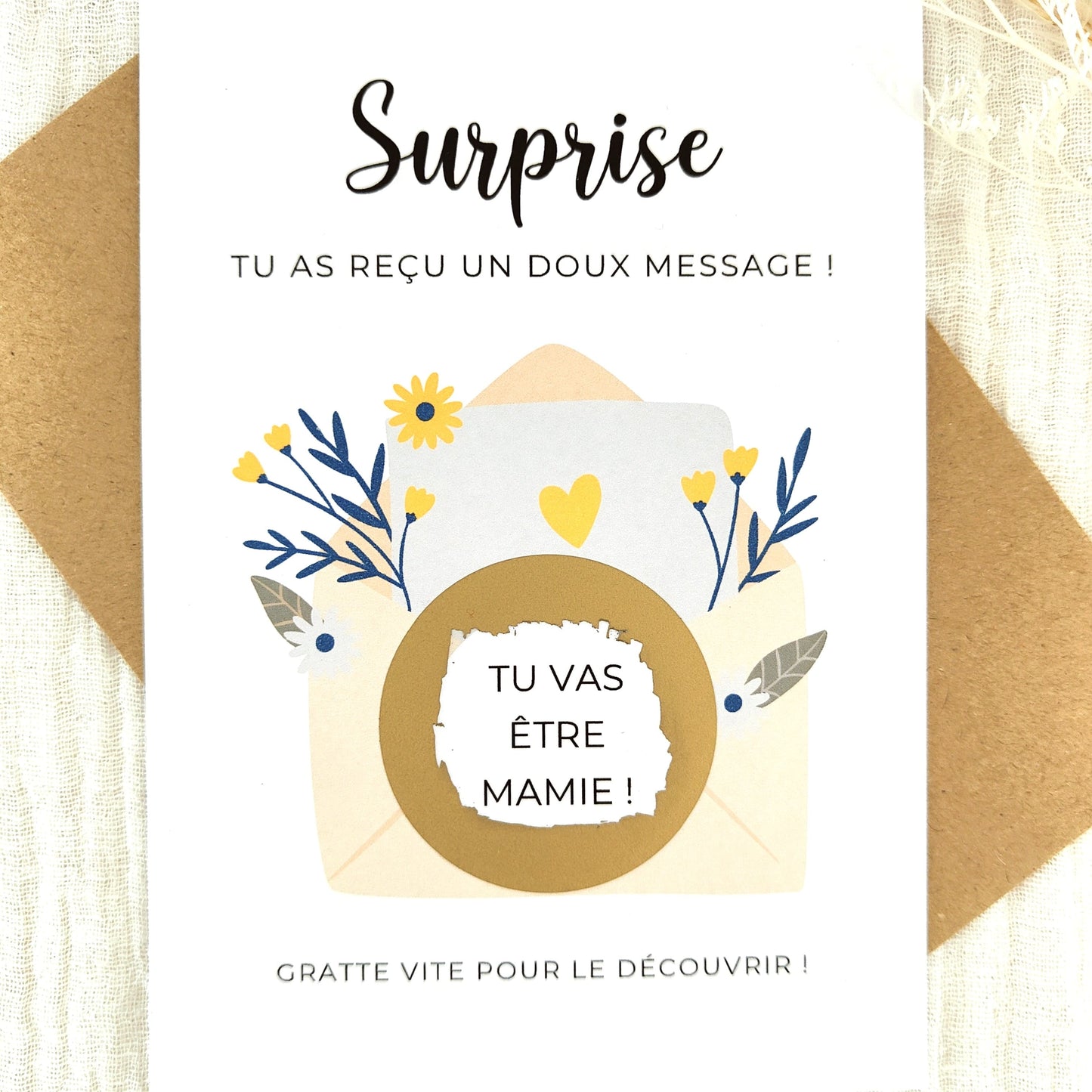 Carte à gratter surprise enveloppe