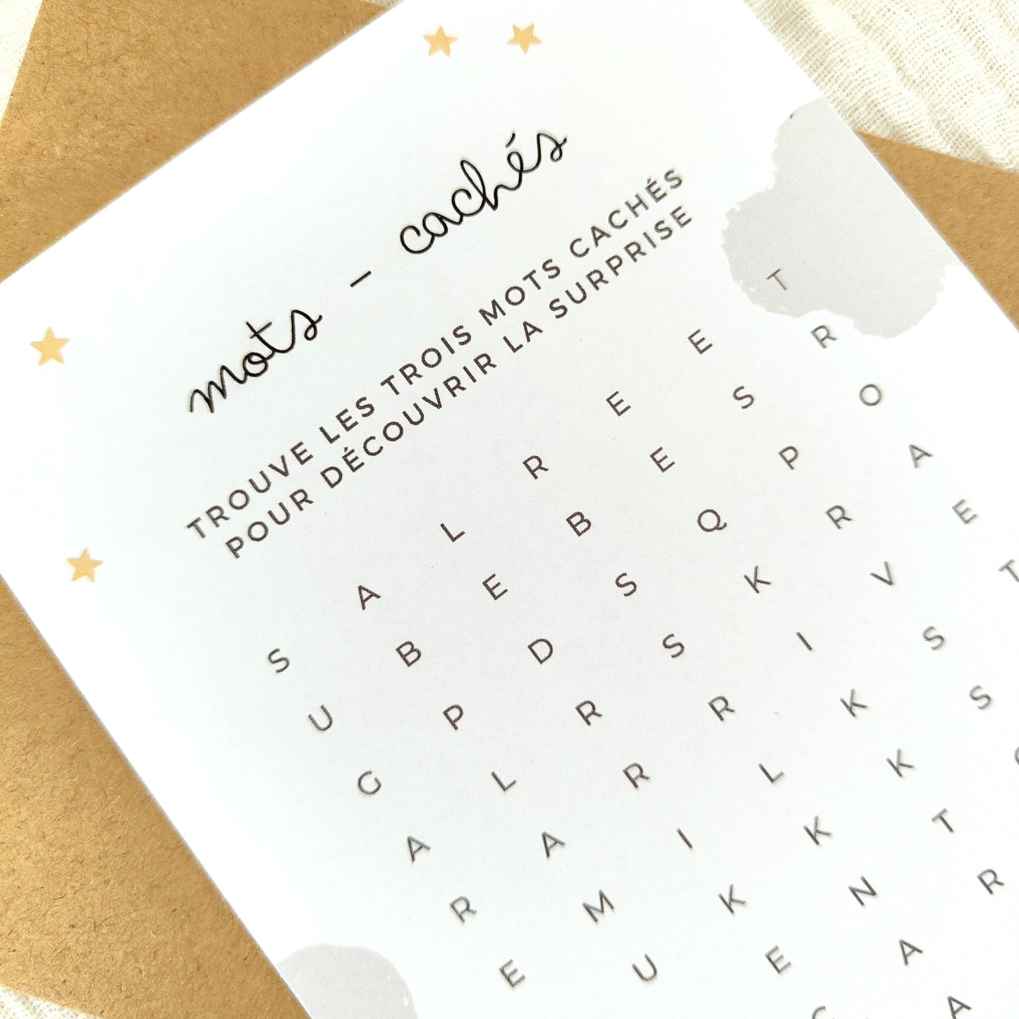 Carte mots mêlés - Bébé arrivé bientôt