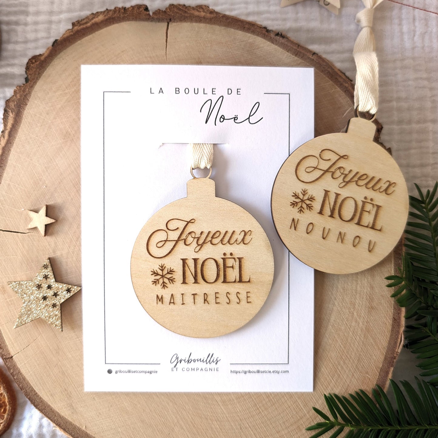 Boule de Noël Maitresse Maitre Nounou ATSEM