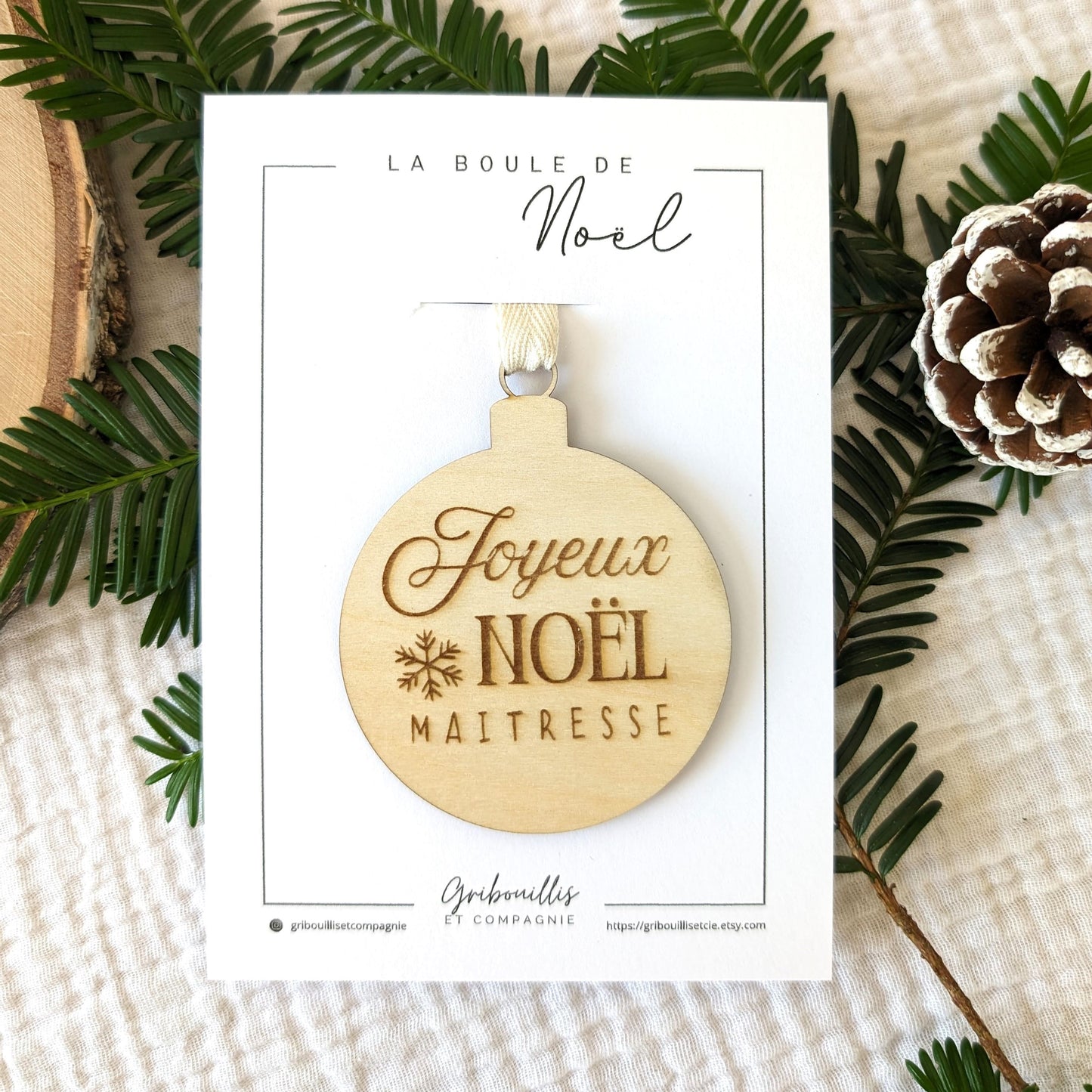 Boule de Noël Maitresse Maitre Nounou ATSEM