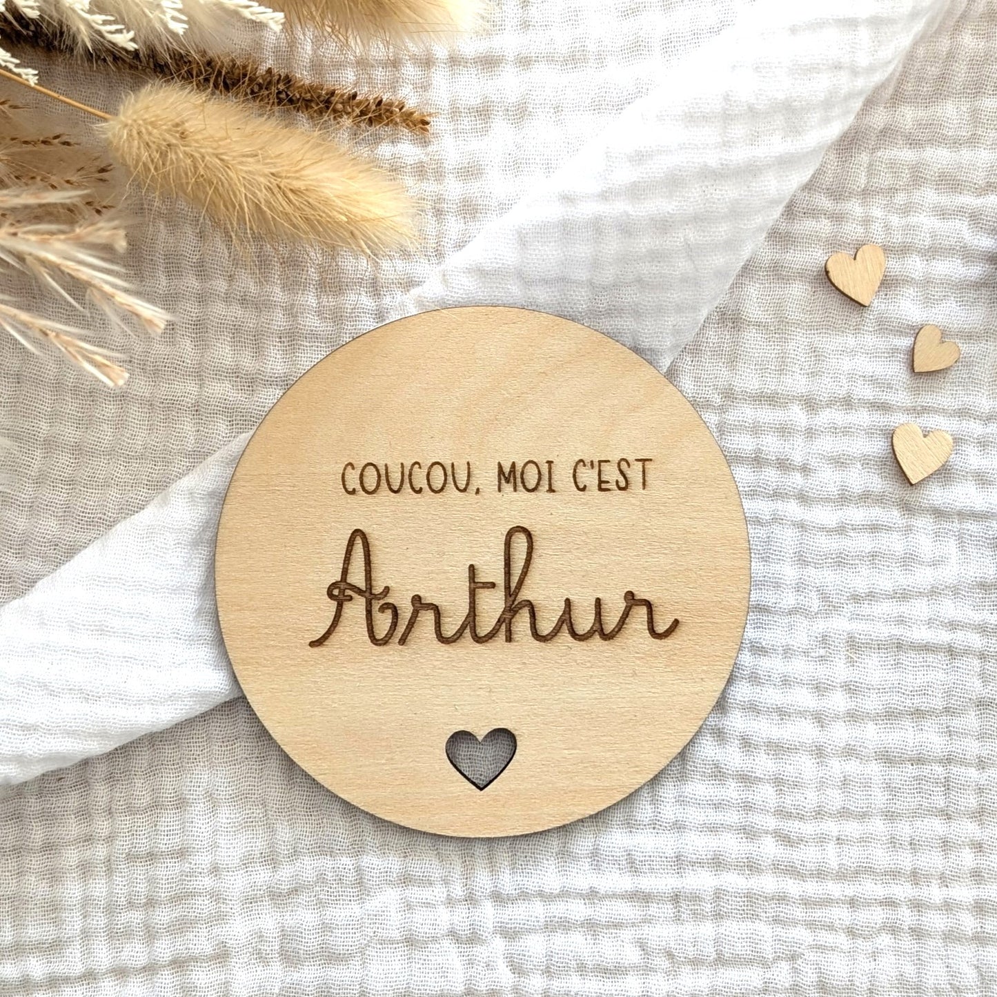 Carte en bois Bienvenue bébé