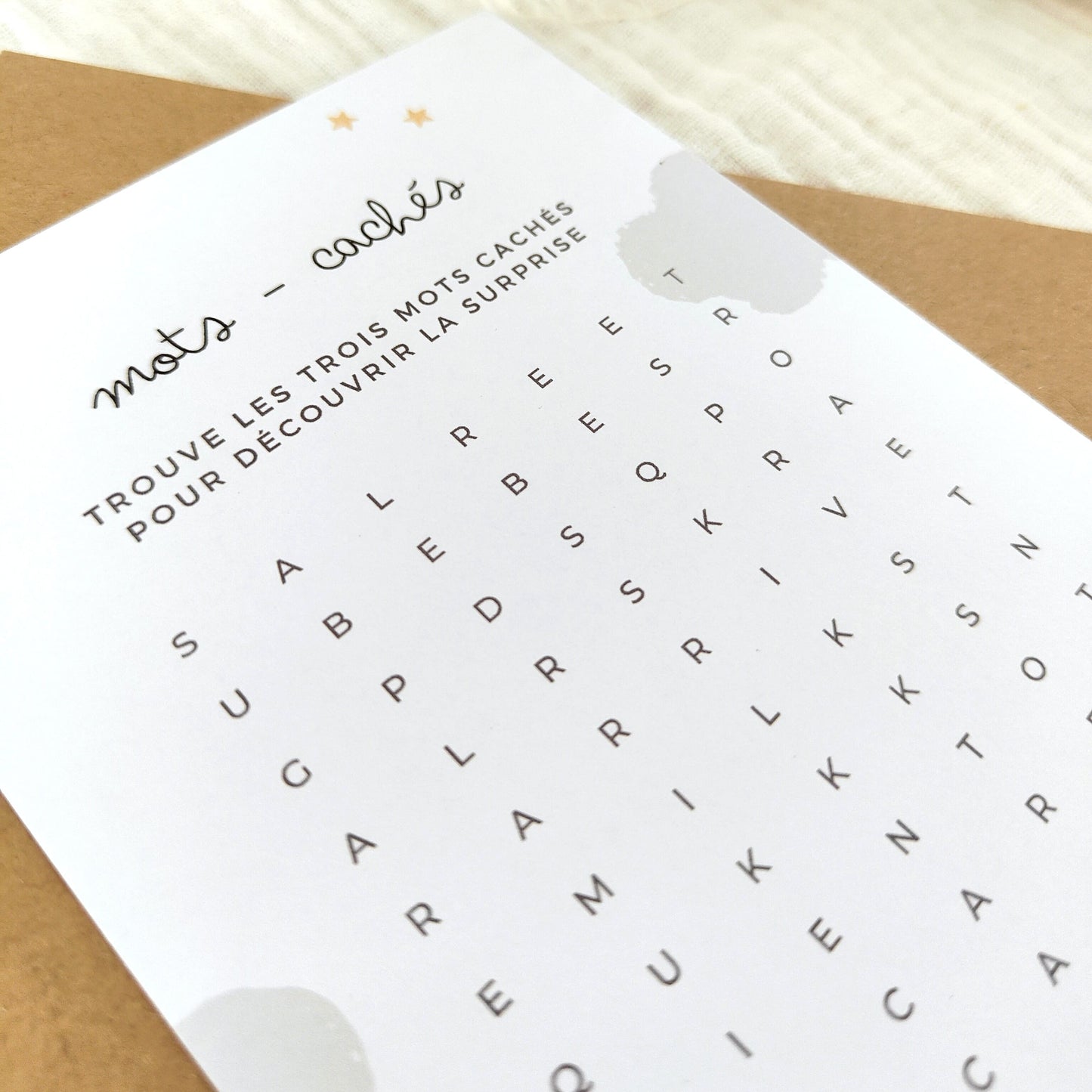 Carte mots mêlés - Bébé arrivé bientôt