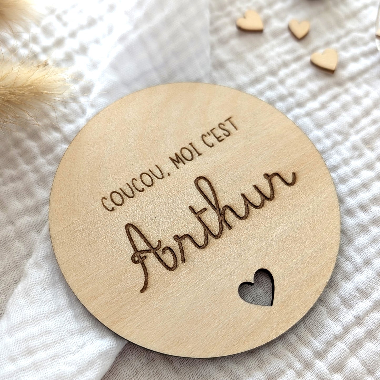 Carte en bois Bienvenue bébé