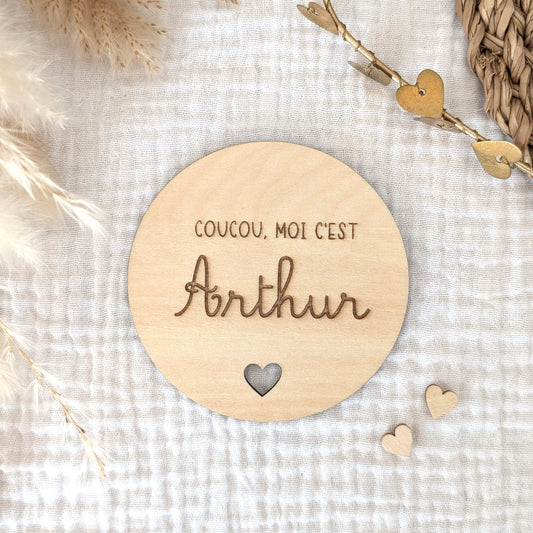 Carte en bois Bienvenue bébé