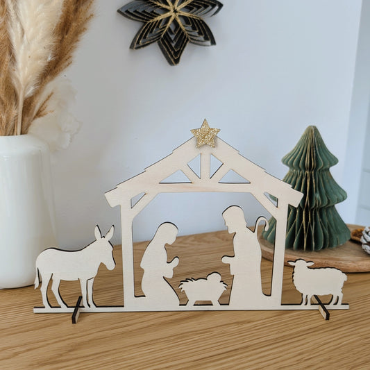 Crèche de Noël en bois