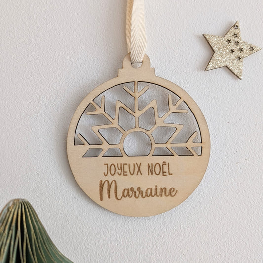 Boule de Noël personnalisée en bois